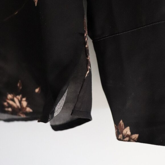 NWT Gentle Fawn Satin Black XS Simone Luxe Floral Buttoned V-Neck Office Blouse - Picture 9 of 14